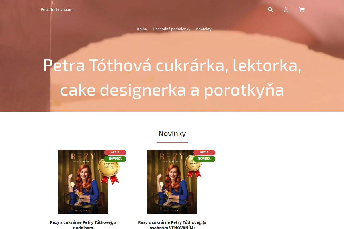 Náhľad webu E-shop Petry Tóthovej – cukrárske knihy, recepty a sladká inšpirácia